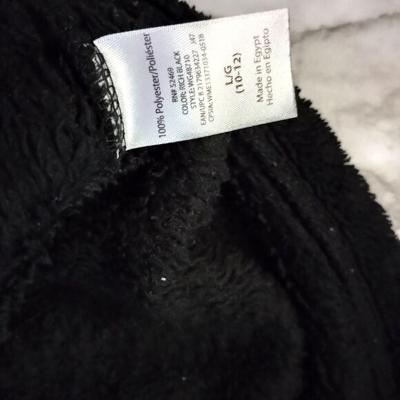 Wonder Nation Black Sherpa Hooded Zip Up Jacket Size Large 10/12 - Picture 6 of 8